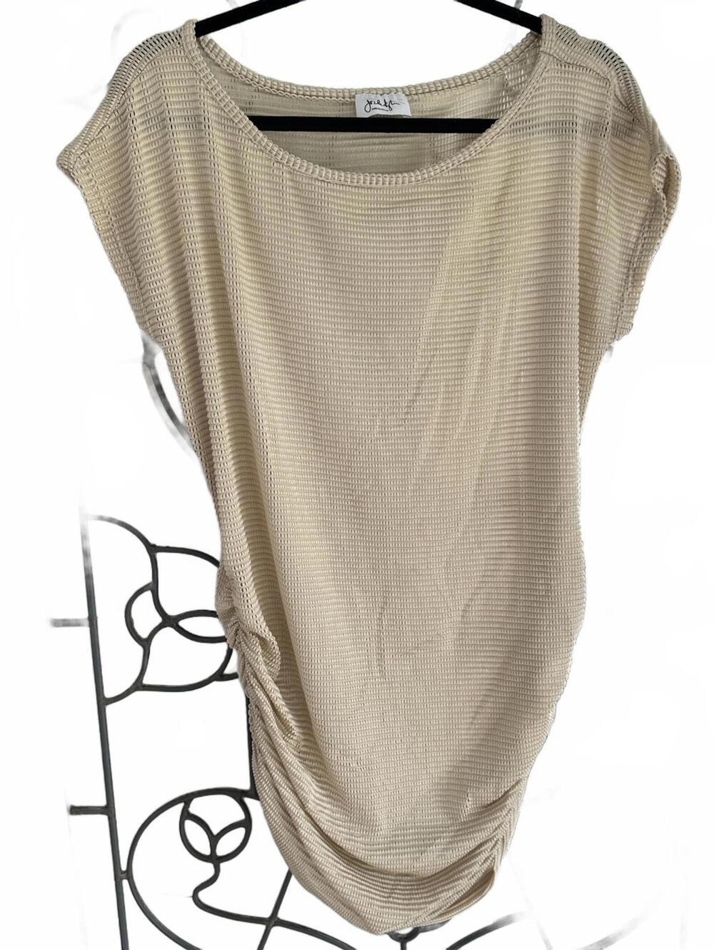 Jordan Taylor Women's Boat Neck Beige Ruched Tunique - Large